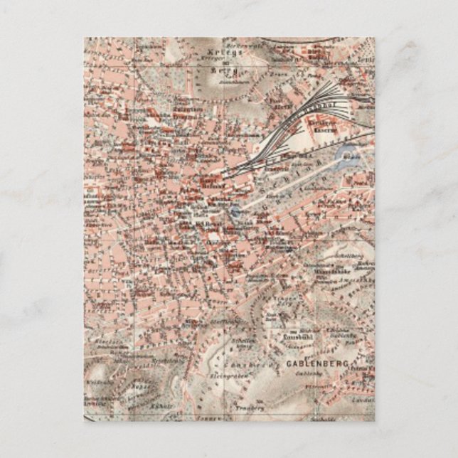 Carte Postale Vintage Map of Stuttgart Germany (Devant)