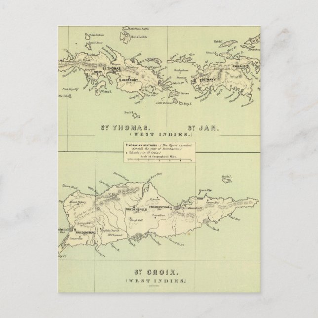 Carte Postale Vintage Map of The Virgin Islands (Devant)