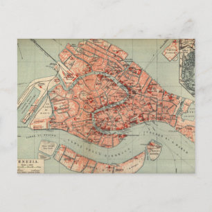 Carte Postale Vintage Map of Venice Italy