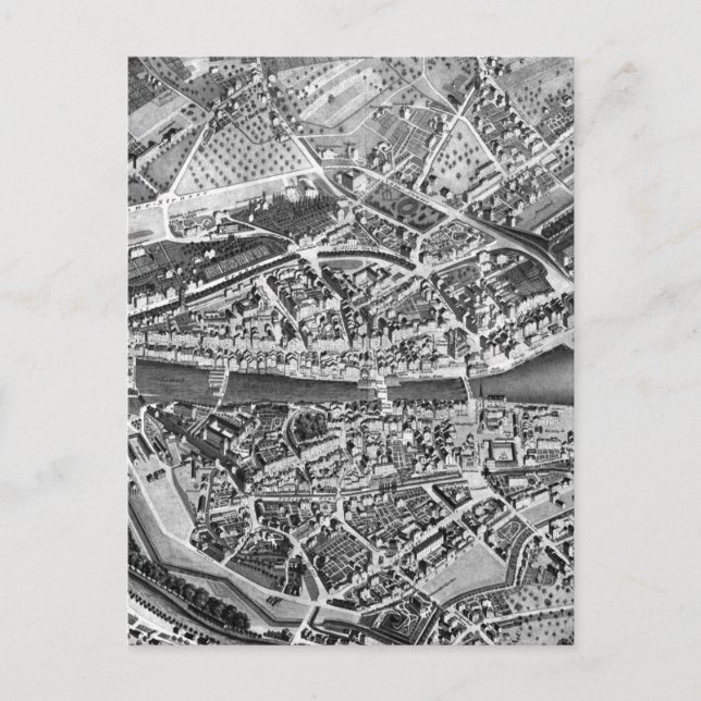 Carte Postale Vintage Map of Zurich Switzerland (Devant)