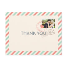 Vintage Mariage Airmail Merci note avec photo