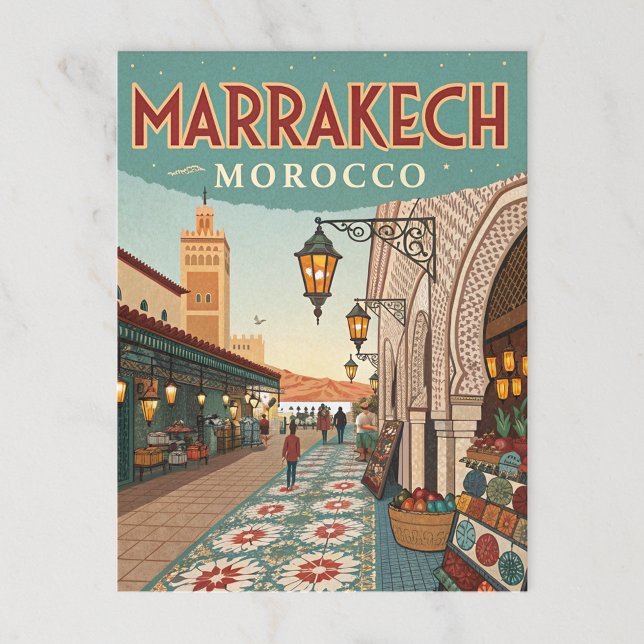 Carte Postale Vintage Marrakech Maroc Souk (Créateur téléchargé)