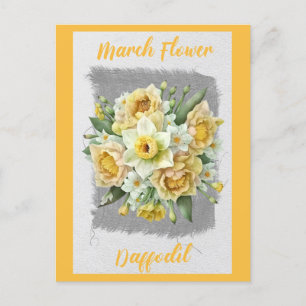Carte Postale Vintage mars Daffodile à fleurs Floral