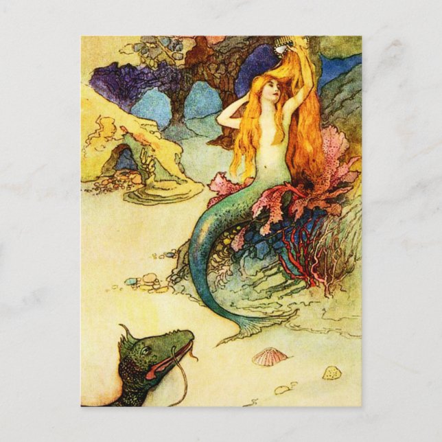 Carte postale vintage Mermaid (Devant)
