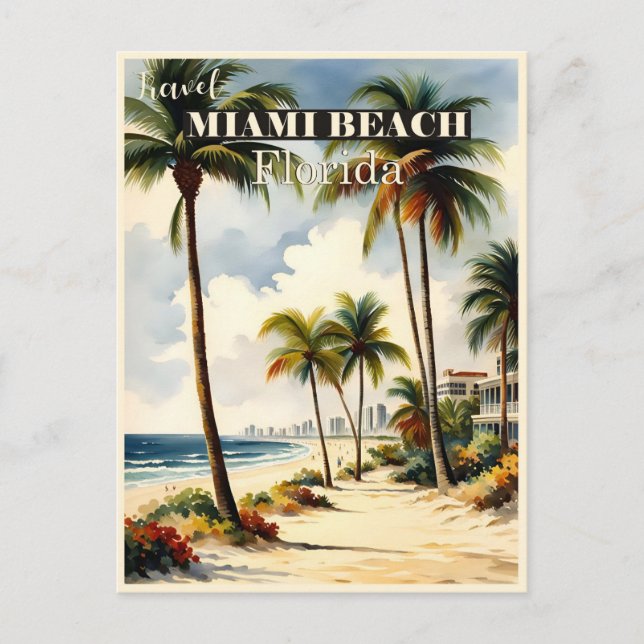Carte Postale Vintage Miami Beach Floride Travel (Devant)