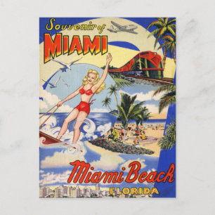 Carte Postale Vintage Miami Beach Floride Travel