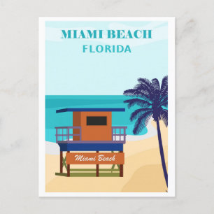 Carte Postale Vintage Miami Beach Floride Travel