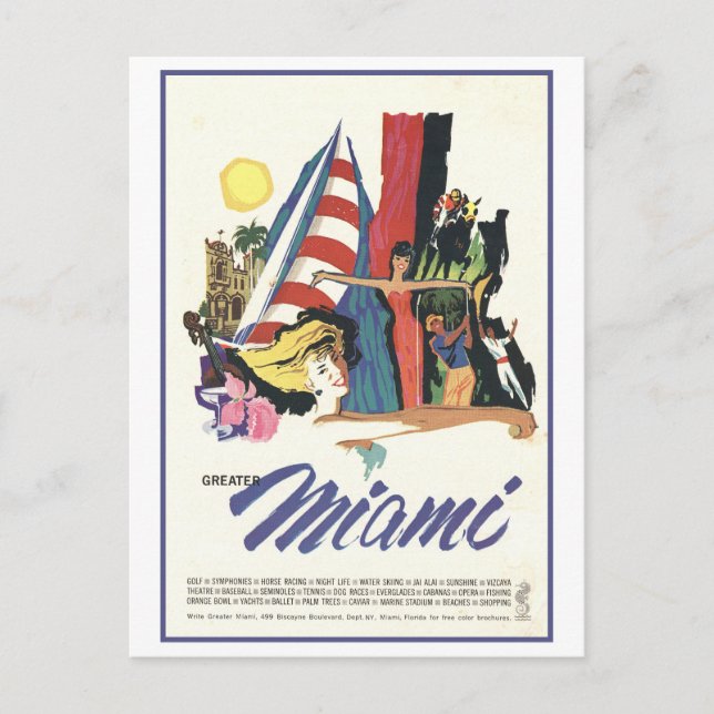 Carte postale vintage Miami Travel Poster (Devant)