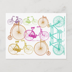 Carte Postale Vintage moderne Vélo couleur brillante Motif néon