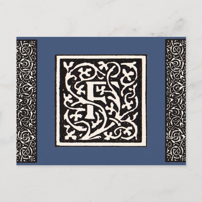 Carte Postale Vintage Monogram F Art Nouveau Letter (Devant)