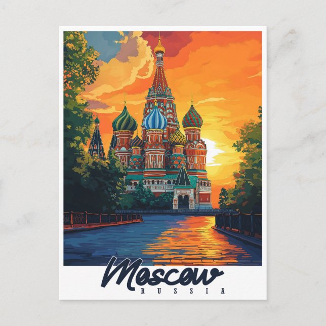 Carte Postale Vintage Moscou, Russie Voyage (Devant)