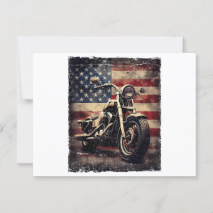 Carte Postale Vintage Motorcycle USA Drapeau Retro Biker América