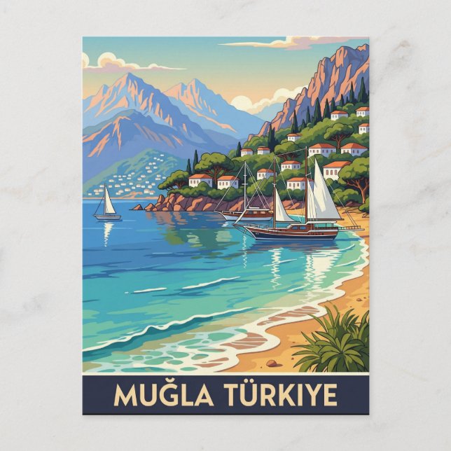 Carte Postale Vintage Mugla Turquie Voyage (Devant)