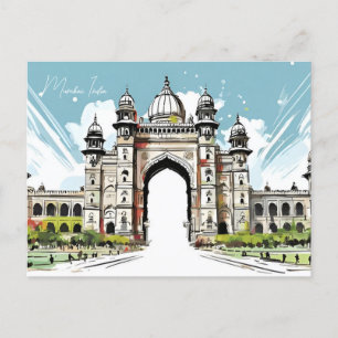 Carte Postale Vintage Mumbai, Inde Tourisme d'aquarelle de voyag