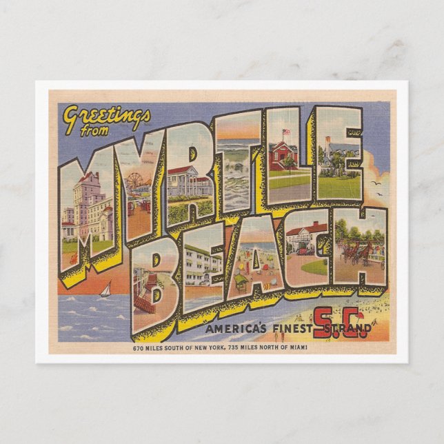 Carte Postale Vintage Myrtle Beach (Devant)