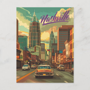 Carte Postale Vintage Nashville Travel