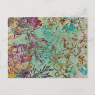 Carte Postale Vintage Nature Poppy Tulip Floral Jardin Abstrait