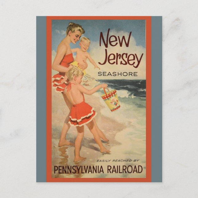 Carte Postale Vintage New Jersey Beaches Pennsylvania Railroad (Devant)