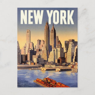 Carte Postale Vintage New York City, États-Unis -