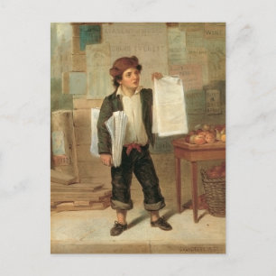 Carte Postale Vintage Newsboy Selling New York Herald, 1857