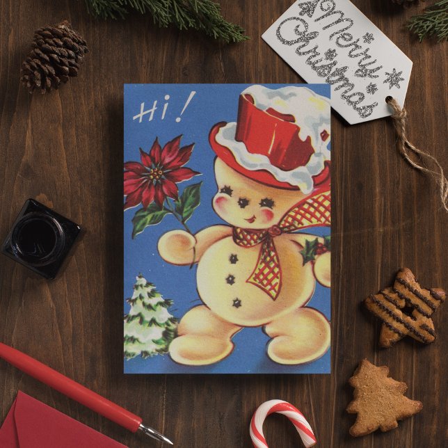 Carte Postale Vintage Noël Photo Snowman (Créateur téléchargé)