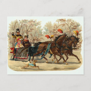Carte postale Vintage Noël "Sleigh Ride"