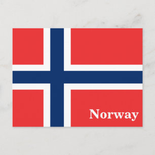 Carte Postale Vintage Norvège Drapeau Tourisme