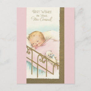 Carte Postale Vintage "Nouvel Arrivée" bébé