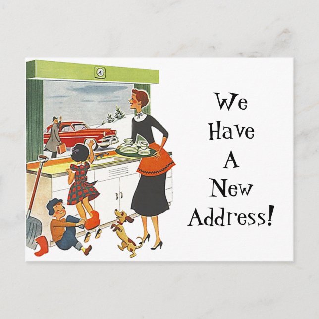 Carte postale vintage Nouvel emploi Déménagement A (Devant)