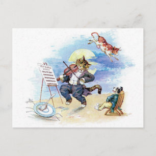 Carte Postale Vintage Nursery Rhyme Hey Diddle, Cat Fiddle art