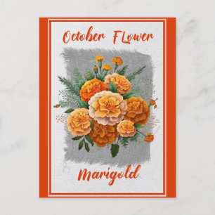 Carte Postale Vintage Octobre Fleur Marigold Floral