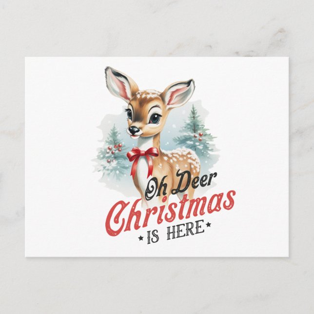 Carte Postale Vintage Oh Deer Christmas ici (Devant)