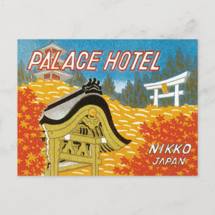 Carte Postale Vintage Palace Hotel Japon Étiquette Art