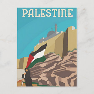 Carte Postale Vintage Palestine Voyage aquarelle rétro