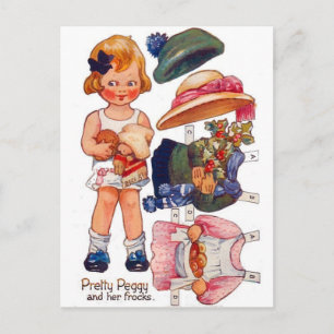 Carte postale vintage Paperdoll Little Girl Peggy