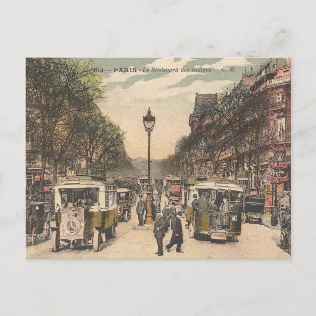 Carte Postale Vintage Paris France Le Boulevard des Italiens (Devant)