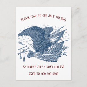 Carte Postale Vintage Patriotique hurlant Aigle USA Flag Flèches