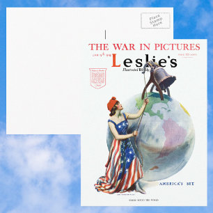 Carte Postale Vintage Patriotique Lady Liberty Magazine Couvertu