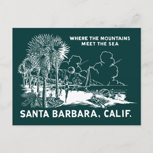 Carte Postale Vintage Père Noël Barabara Californie (Devant)