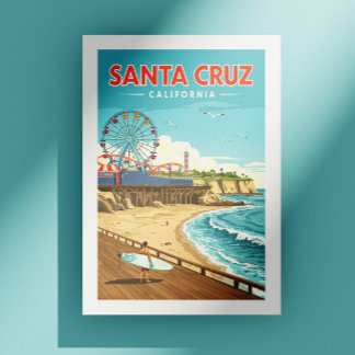 Carte Postale Vintage Père Noël Cruz Californie