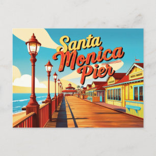 Carte Postale Vintage Père Noël Monica, Californie