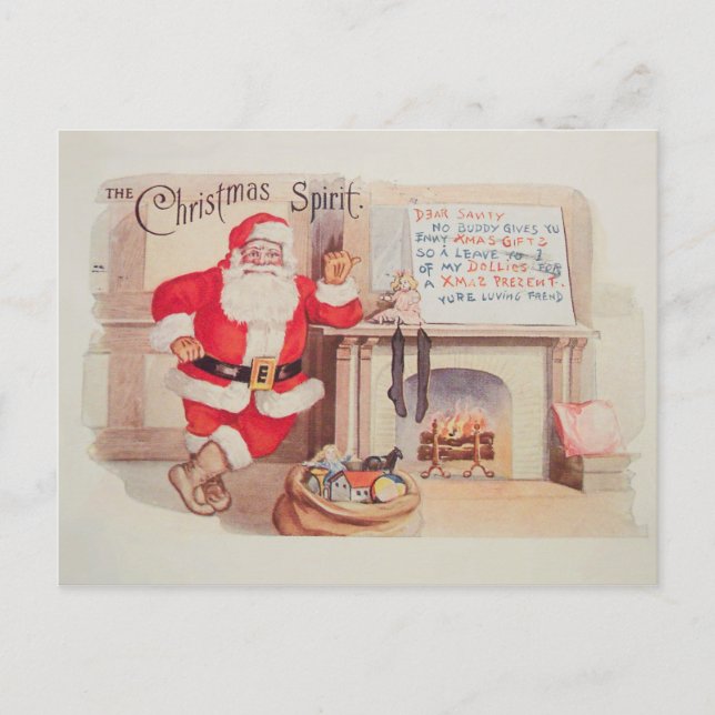 Carte postale vintage Père Noël Spirit (Devant)