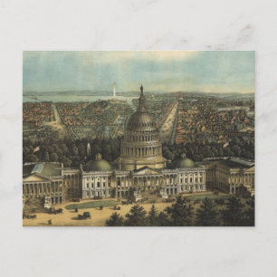 Carte Postale Vintage Pictorial Map of Washington DC (1871)