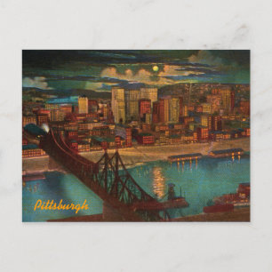 Carte Postale vintage Pittsburgh By Moonlight