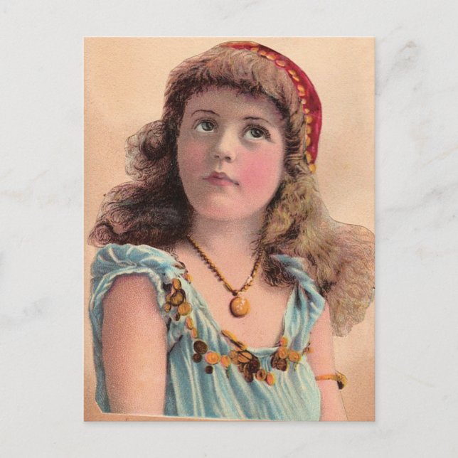 Carte Postale Vintage Pondering Girl (Devant)