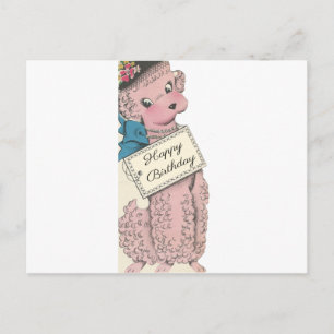 Carte Postale Vintage Poodle Joyeux Anniversaire