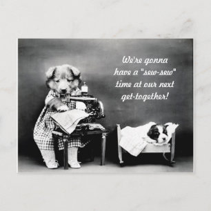 Carte postale vintage pour chien "Sew-Sew"