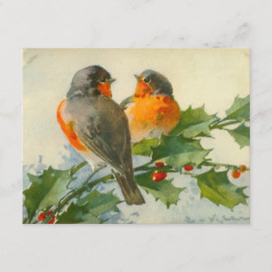 Carte postale Vintage pour les oiseaux doux Invita