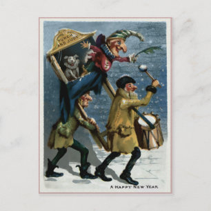 Carte Postale Vintage Punch et Judy Nouvel An
