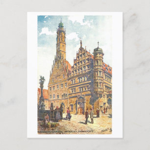 Carte Postale Vintage Rathaus Rothenburg, Allemagne